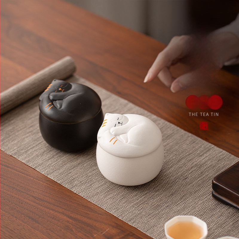 Loominguline armas lemmikloomade teekann, kassilõbus kivinõude teeladu, niiskuskindel keraamiline väike suletud hoiukann, mini teekann