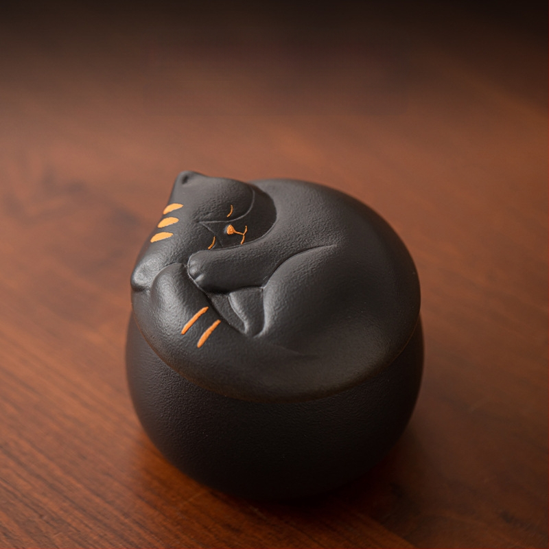 Loominguline armas lemmikloomade teekann, kassilõbus kivinõude teeladu, niiskuskindel keraamiline väike suletud hoiukann, mini teekann