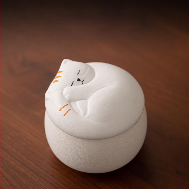 Loominguline armas lemmikloomade teekann, kassilõbus kivinõude teeladu, niiskuskindel keraamiline väike suletud hoiukann, mini teekann