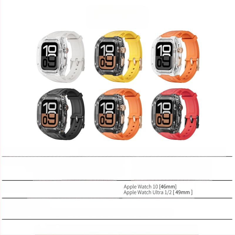 S9/S11 sobib Apple Watch 4-11-le, agendiga laetud modifitseeritud läbipaistva Rambo integreeritud Apple Watch Bandiga