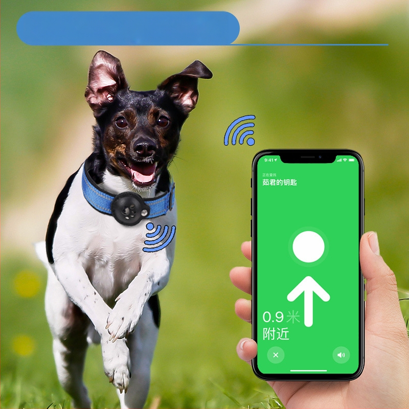 Airtag lemmiklooma kaelarihm saab jälgida mehaanilist pandlat, nahast nailonist, tõmbekindel helkurlindiga koerakaelarihm