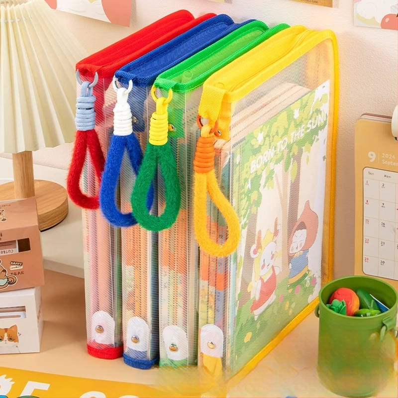 Dopamiini failikott A4 lukuga läbipaistev õpilasraamatute kandekott plush kaasaskantav hoiukott