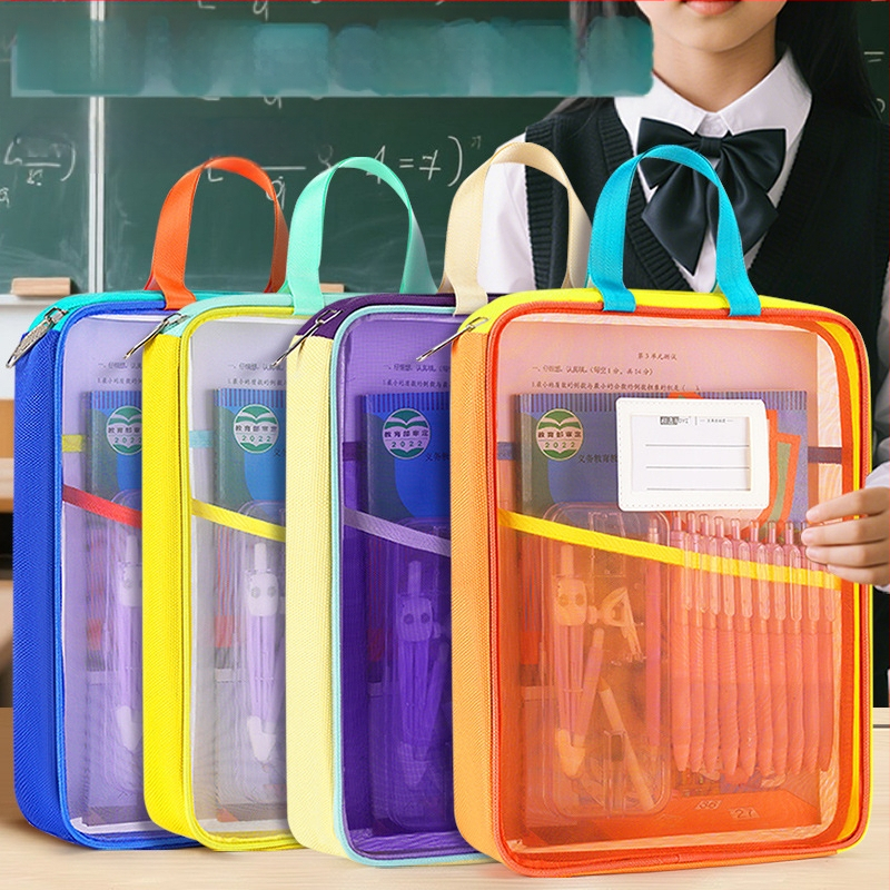 Tang Qianyi A4 formaadis L-kujuline läbipaistev dokumendikott, suure avaga, kaasaskantav õpilasraamatu ja aine klassifitseerimise kott