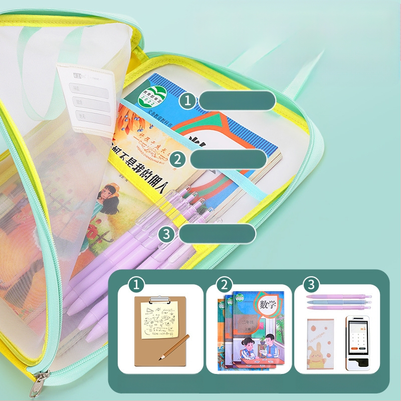 Tang Qianyi A4 formaadis L-kujuline läbipaistev dokumendikott, suure avaga, kaasaskantav õpilasraamatu ja aine klassifitseerimise kott