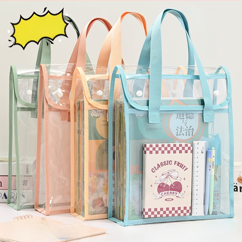 Läbipaistev Ins stiilis juhendamiskott, õpilase kott, klõpsatav failikott, eksamiks mõeldud spetsiaalne veekindel suure mahutavusega PVC testpaberkott