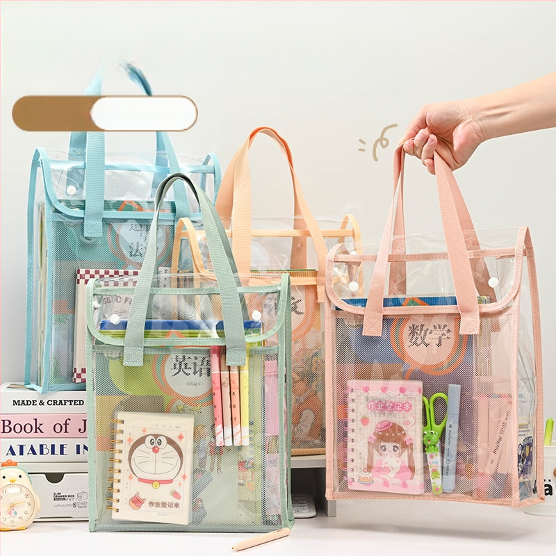 Läbipaistev Ins stiilis juhendamiskott, õpilase kott, klõpsatav failikott, eksamiks mõeldud spetsiaalne veekindel suure mahutavusega PVC testpaberkott