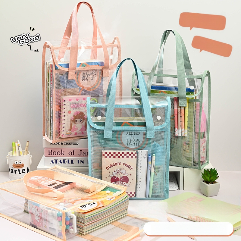 Läbipaistev Ins stiilis juhendamiskott, õpilase kott, klõpsatav failikott, eksamiks mõeldud spetsiaalne veekindel suure mahutavusega PVC testpaberkott