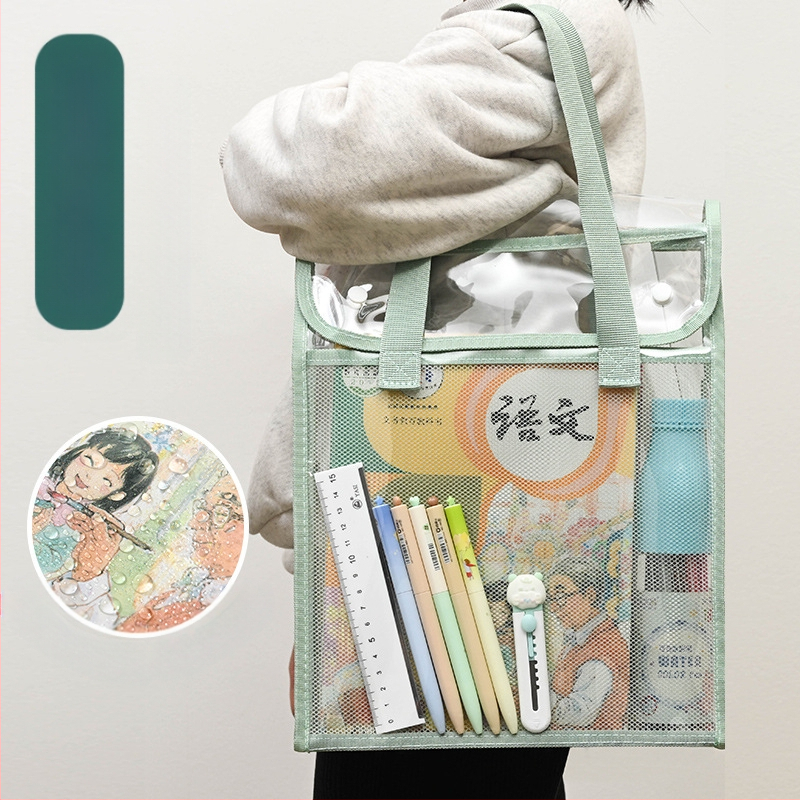 Läbipaistev Ins stiilis juhendamiskott, õpilase kott, klõpsatav failikott, eksamiks mõeldud spetsiaalne veekindel suure mahutavusega PVC testpaberkott