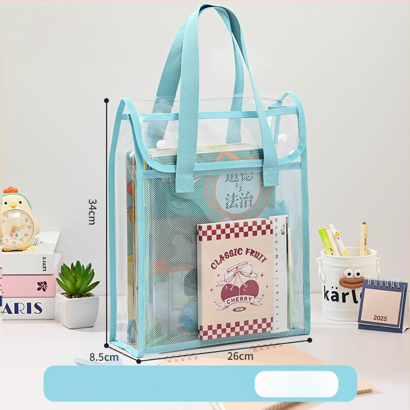 Läbipaistev Ins stiilis juhendamiskott, õpilase kott, klõpsatav failikott, eksamiks mõeldud spetsiaalne veekindel suure mahutavusega PVC testpaberkott