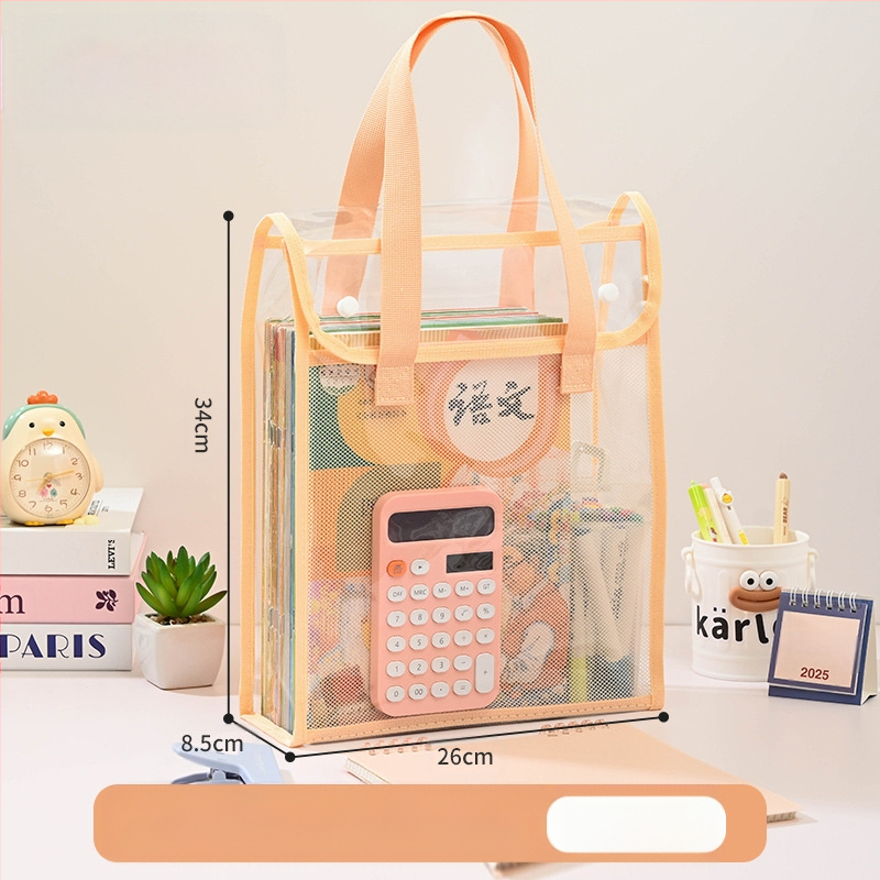 Läbipaistev Ins stiilis juhendamiskott, õpilase kott, klõpsatav failikott, eksamiks mõeldud spetsiaalne veekindel suure mahutavusega PVC testpaberkott