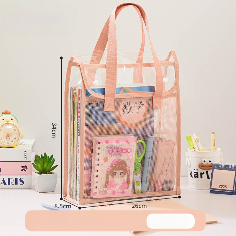 Läbipaistev Ins stiilis juhendamiskott, õpilase kott, klõpsatav failikott, eksamiks mõeldud spetsiaalne veekindel suure mahutavusega PVC testpaberkott