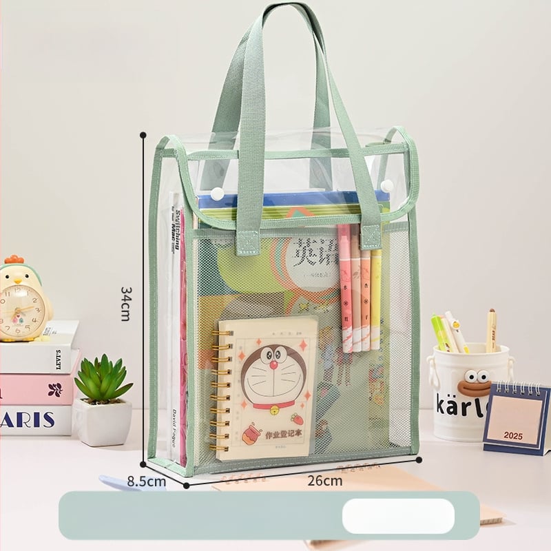 Läbipaistev Ins stiilis juhendamiskott, õpilase kott, klõpsatav failikott, eksamiks mõeldud spetsiaalne veekindel suure mahutavusega PVC testpaberkott