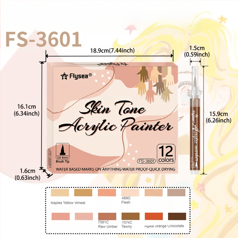 Tarpvalstybinis odos spalvos akrilinis kostiumas 12 nagų grafiti odos dažytas minkšta galvute „pasidaryk pats“ stiklinis dvigalvis žymeklis