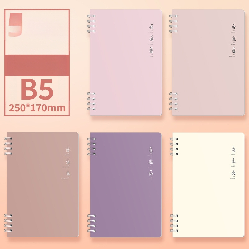 „Morandi“ spalvotas spiralinis užrašų knygelė B5 formatu, sustorintas spiralinis horizontalių linijų užrašų knygelė, vertingas studentų užrašų knygelė