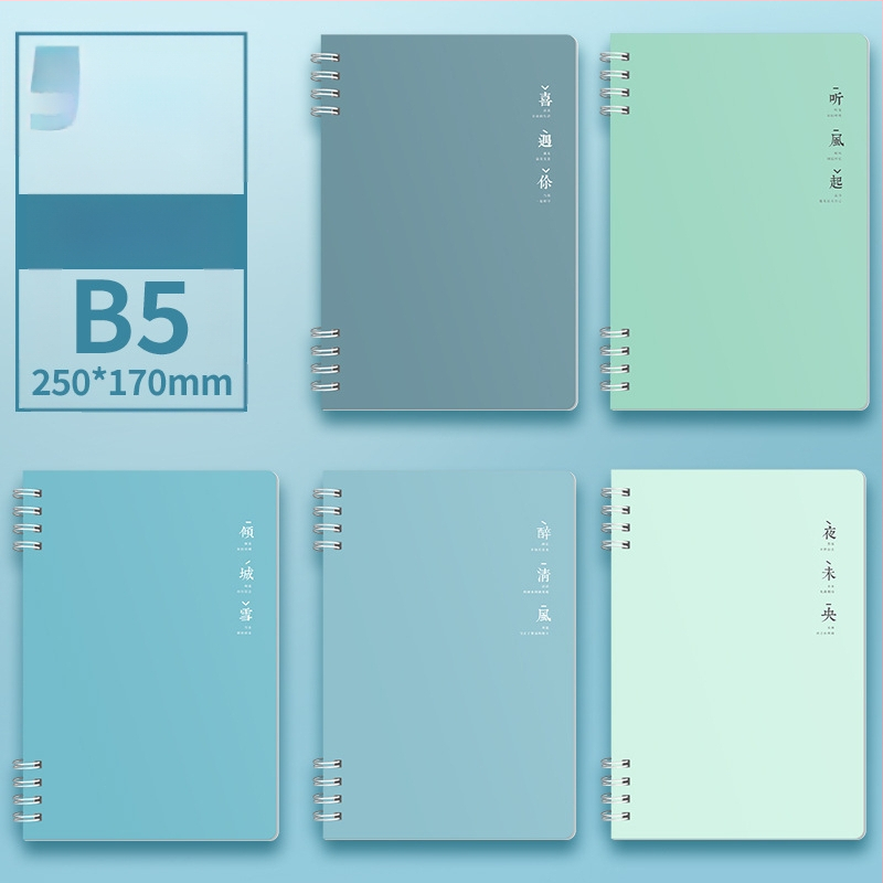 „Morandi“ spalvotas spiralinis užrašų knygelė B5 formatu, sustorintas spiralinis horizontalių linijų užrašų knygelė, vertingas studentų užrašų knygelė