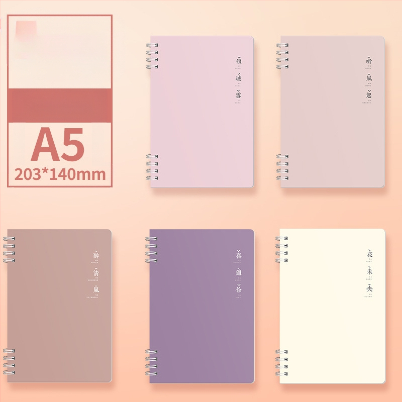 „Morandi“ spalvotas spiralinis užrašų knygelė B5 formatu, sustorintas spiralinis horizontalių linijų užrašų knygelė, vertingas studentų užrašų knygelė