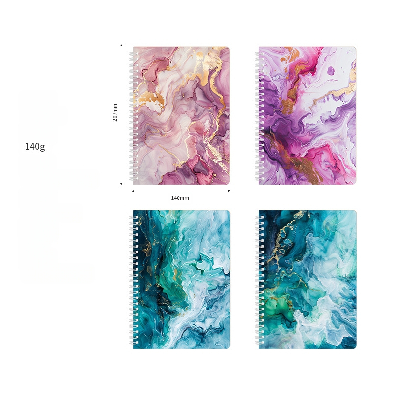 Pārrobežu spoļu grāmata 4 marmora raksta grāmata ar augstu krāsu vērtību ins vēja grāmata horizontālas līnijas piezīmju grāmatiņa