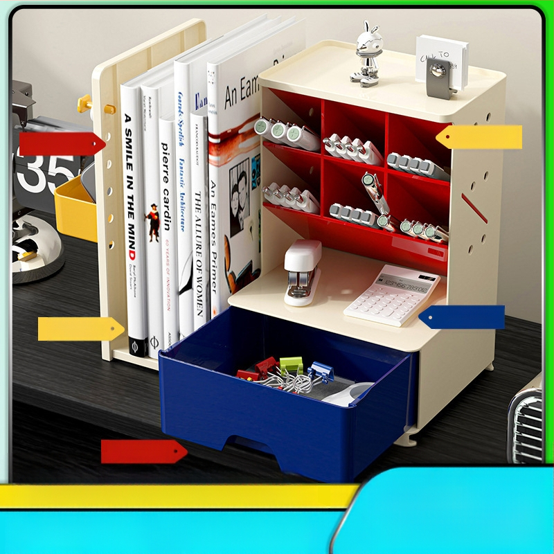 DIY visszahúzható perforált könyvtámasz ferde tolltartó diákiroda asztali nagy értékű tárolódoboz-rendező állvány