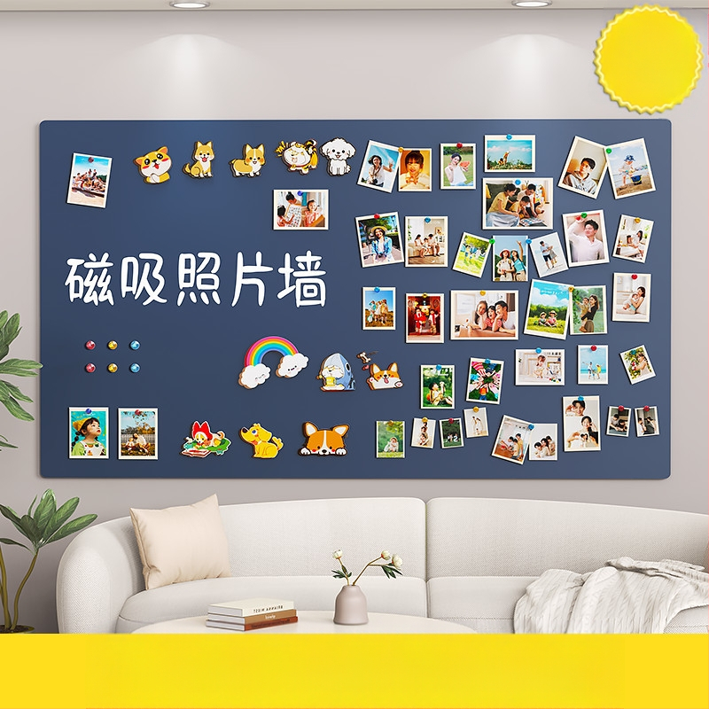 Nuotraukų sienos fono lenta Buitinė magnetinė šaldytuvo magnetinė vitrina be perforatorių Pakabinama dekoratyvinė pranešimų lenta Juoda lentos sienos lipdukas