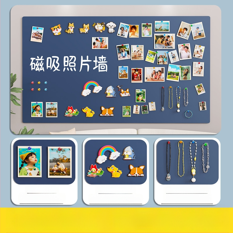 Nuotraukų sienos fono lenta Buitinė magnetinė šaldytuvo magnetinė vitrina be perforatorių Pakabinama dekoratyvinė pranešimų lenta Juoda lentos sienos lipdukas