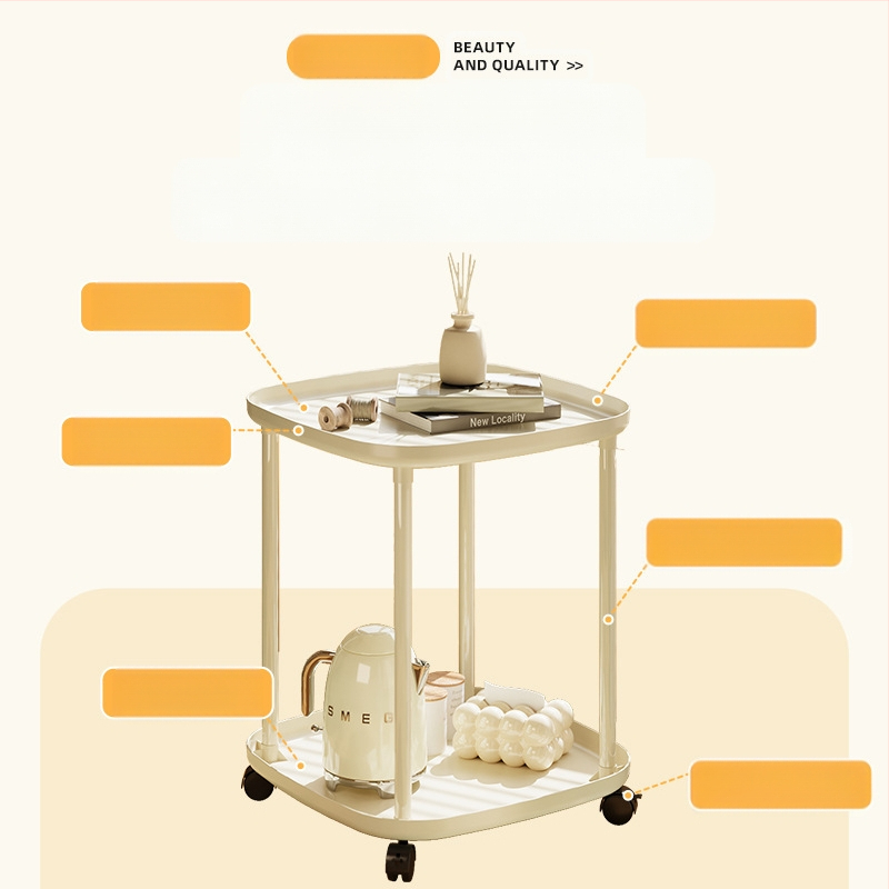 Tehase otsene hulgimüük külglaua hoiuriiul kreemjas tuulega väike kohvilaud kodune loominguline diivan külglaud ratastega mobiilne voodi