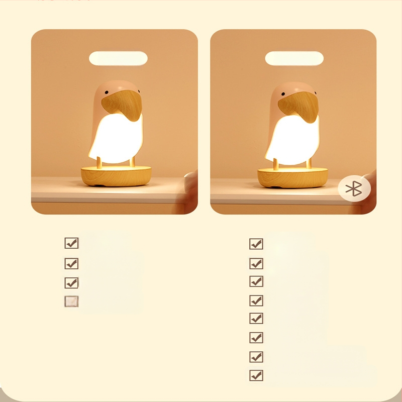 Kreatív fa madár éjszakai fény USB töltő Bluetooth audio hangulatfény gyerekeknek éjjeliszekrény hálószoba led alvófény