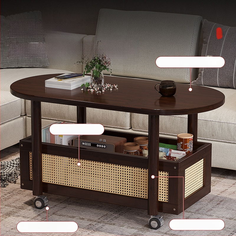 Liigutatav kohvilaud, kerge luksuslik ja luksuslik elutuba, väike korter, väike teelaud, hoiuriiul, diivani kõrvallaud, külgkapp