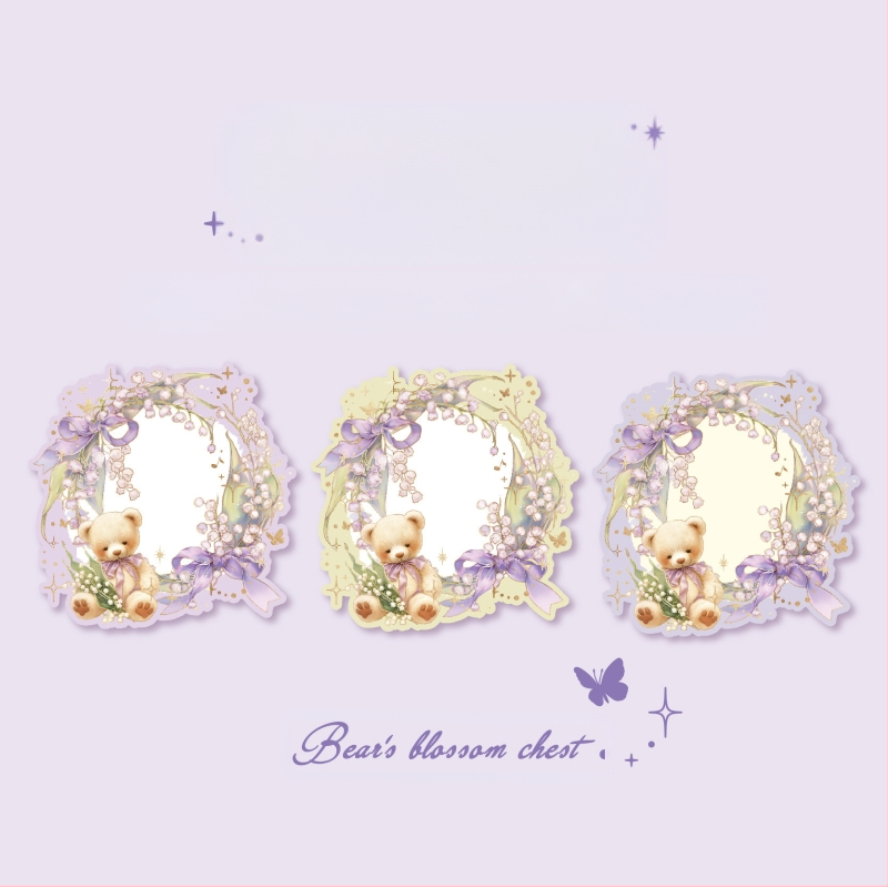 Härra paberist reljeefsed kuumtempeldatud kolmepakendis kleepmärkmed, karulillekarp, seeria, retro-romantiline õpilassõnum, memopaber