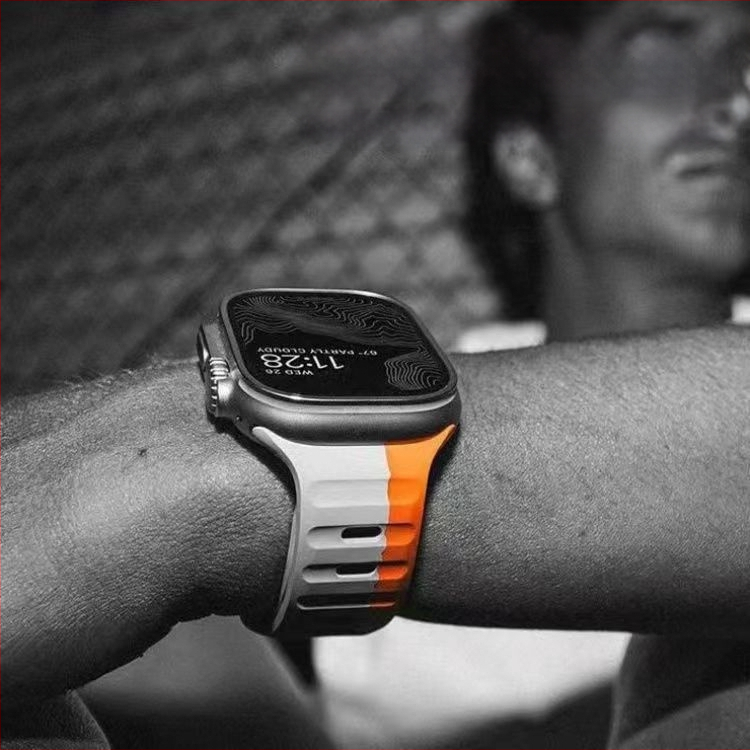 Sobib Apple Watch 38/42 kandilise pandlaga silikoonist kontrastse ülikerge rihmaga, tootja poolt laos