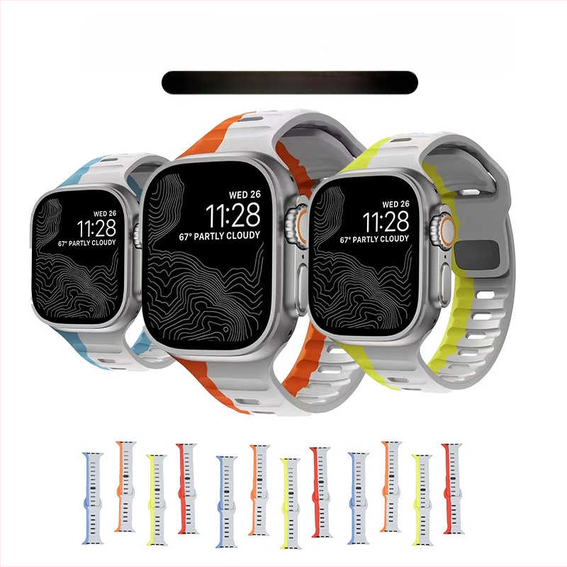 Sobib Apple Watch 38/42 kandilise pandlaga silikoonist kontrastse ülikerge rihmaga, tootja poolt laos