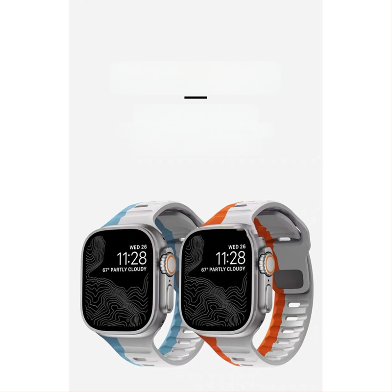 Sobib Apple Watch 38/42 kandilise pandlaga silikoonist kontrastse ülikerge rihmaga, tootja poolt laos
