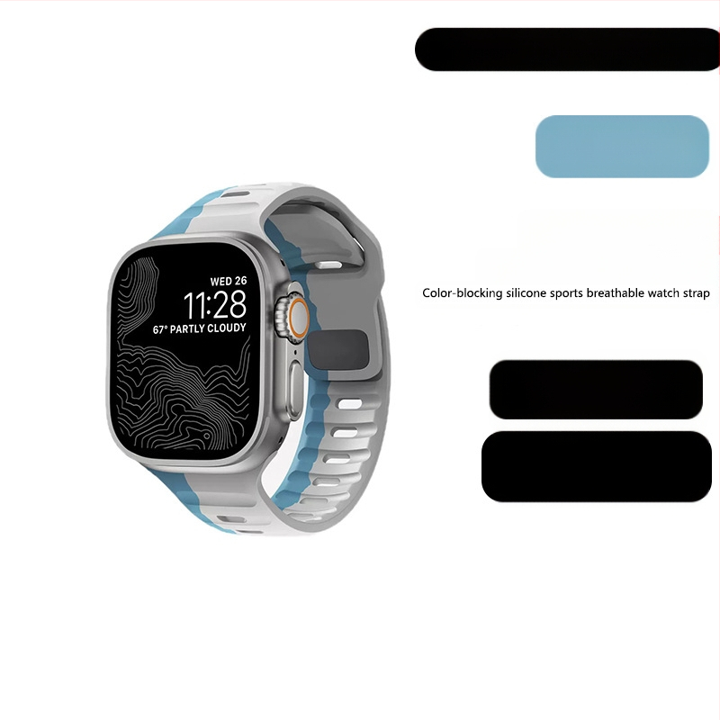 Sobib Apple Watch 38/42 kandilise pandlaga silikoonist kontrastse ülikerge rihmaga, tootja poolt laos