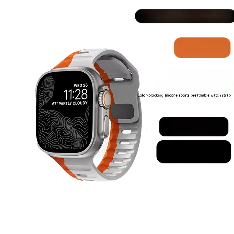 Sobib Apple Watch 38/42 kandilise pandlaga silikoonist kontrastse ülikerge rihmaga, tootja poolt laos