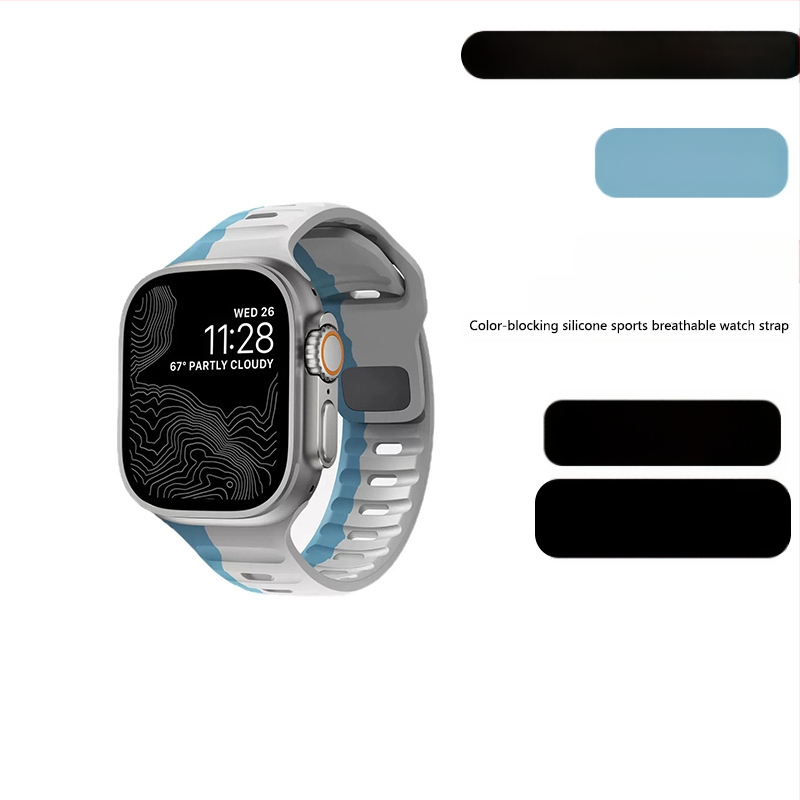 Sobib Apple Watch 38/42 kandilise pandlaga silikoonist kontrastse ülikerge rihmaga, tootja poolt laos