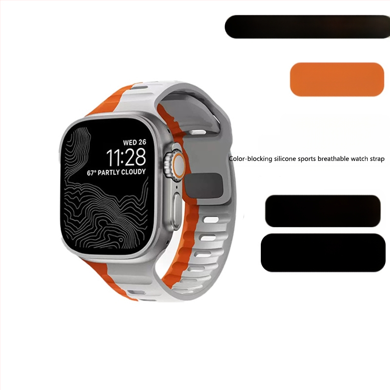 Sobib Apple Watch 38/42 kandilise pandlaga silikoonist kontrastse ülikerge rihmaga, tootja poolt laos