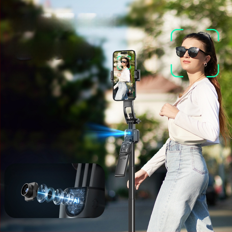 PTZ sekimo artefaktas C17 asmenukių lazdelė veido sekimas su apsauga nuo drebėjimo, ištraukiamas mobiliojo telefono laikiklis, pilnai automatinis sekimo lazdelė