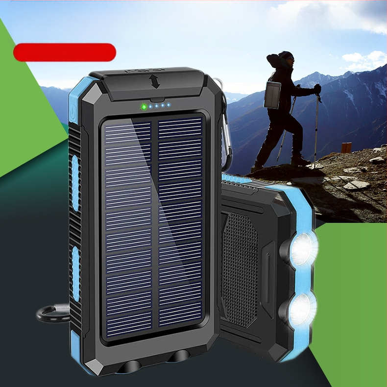 Piiriülene hulgimüük välistingimustes kasutatav veekindel päikeseenergia pank 20000Mah suure mahutavusega kompassiga mobiilse toiteallika eksport