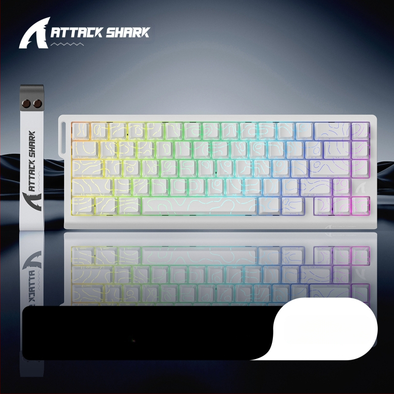 Механична клавиатура Attack Shark X68HE с магнитна ос, контурна, странично издълбана, кабелна, RGB, електрическа, състезателна, RT, регулируем обхват на клавишите, ниско забавяне.
