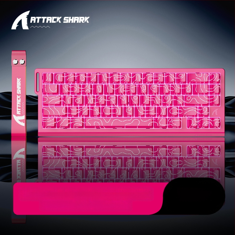 Механична клавиатура Attack Shark X68HE с магнитна ос, контурна, странично издълбана, кабелна, RGB, електрическа, състезателна, RT, регулируем обхват на клавишите, ниско забавяне.