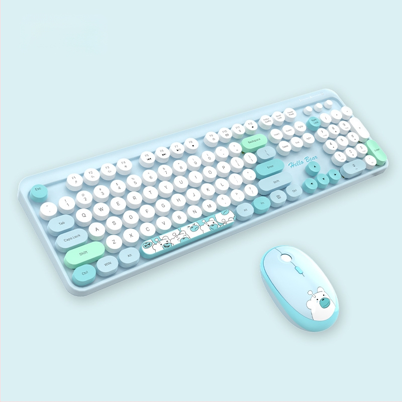 MOFII Ferris belaidė rankinė 2.4g klaviatūra-pelė kostiumas mielas rožinės spalvos animacinis biuro klaviatūros-pelės kostiumas