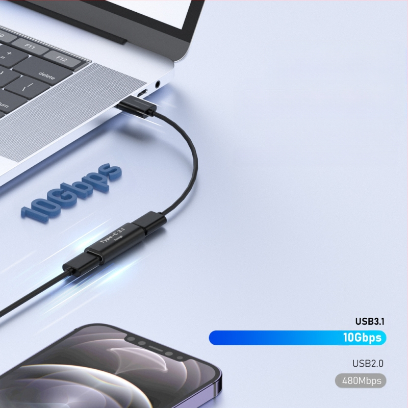 USB-C tipo jungties adapteris, jungiantis laikiklį prie TPC tipo jungties, 3.1 lizdo ir 2.0 jungties, 10 GB jungties, 3.1 lizdo ir 2.0 jungties, 10 GB jungties.
