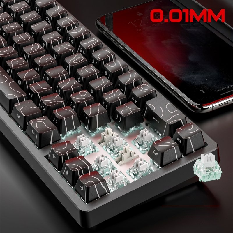 Безплатна Wolf F68PRO трирежимна RGB магнитна ос механична клавиатура контурна кабелна 8K безжична Bluetooth магнитна ос клавиатура