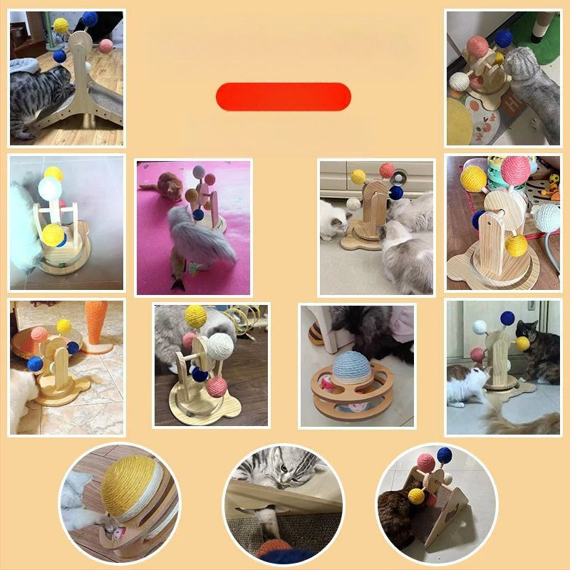 Kačių žaislas-pasukamas stacionarus kačių draskymo lenta iš sizalio, atsparus dilimui ir nekrentantis kailis, malonumas ir nuobodulio malšinimas kačiukų nagų malšinimo žaislas augintinių reikmenys