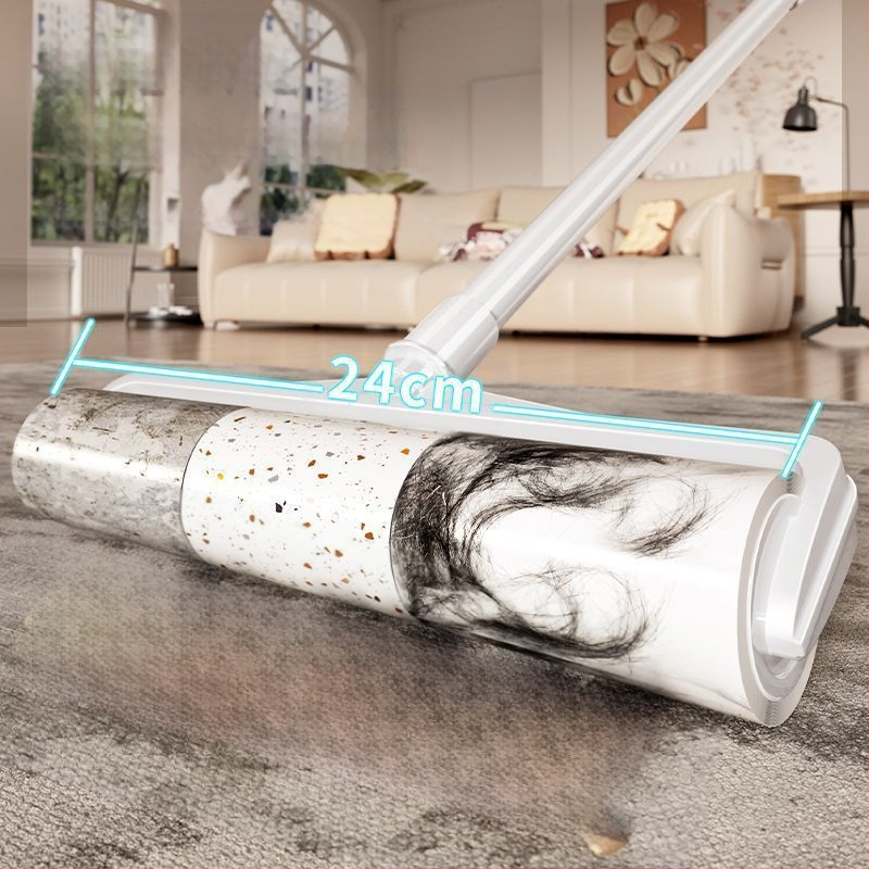 Suur pika käepidemega kiurull juuste eemaldamiseks vooditelt ja põrandatelt, tolmupuhastusrullhari