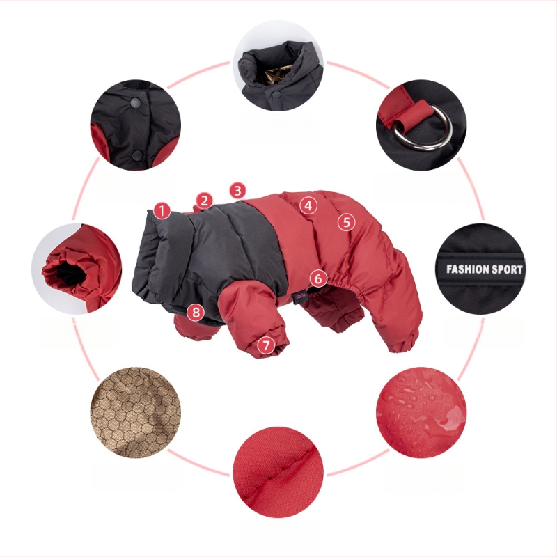 Pamučni kaput za kućne ljubimce, zimski topli i zadebljani pamučni kaput s četiri noge, odjeća za pse od grafena otporna na vjetar, plišani medvjedić otporan na proklizavanje