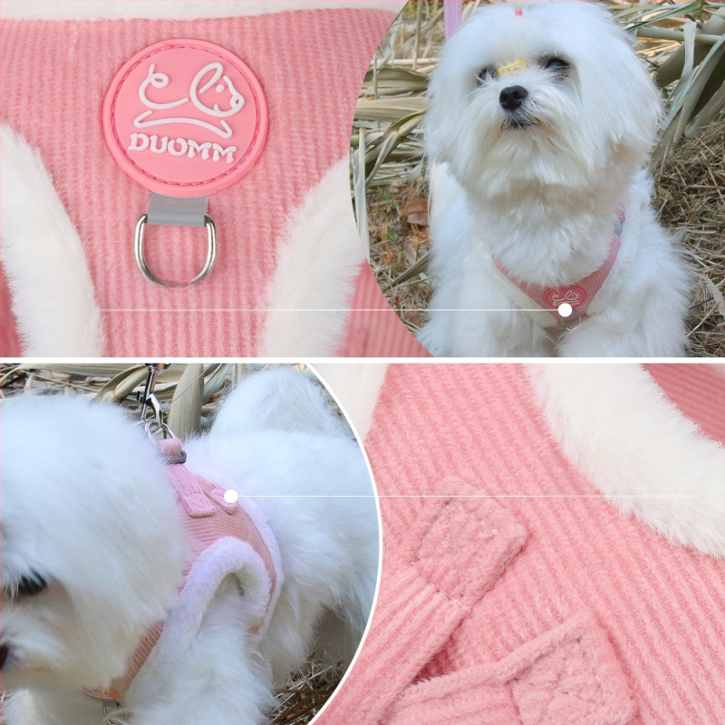 Nova uzica za kućne ljubimce, reflektirajuća, topla i mekana užad za hodanje pasa, sve-u-jednom plišana udobna pseća oprsnica s motivom zeca