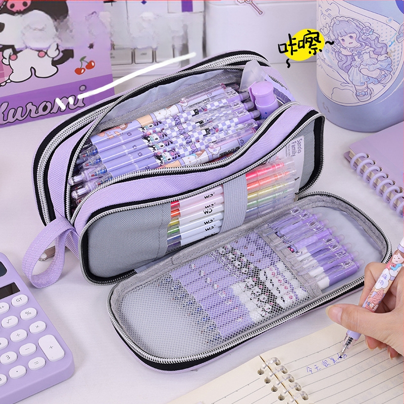 Uus mitmekihiline suure mahutavusega ja uhke pinal koolihooaja alguseks, põhikooli ja algkooli tüdrukute kirjatarvete karp, plekikindel pinal