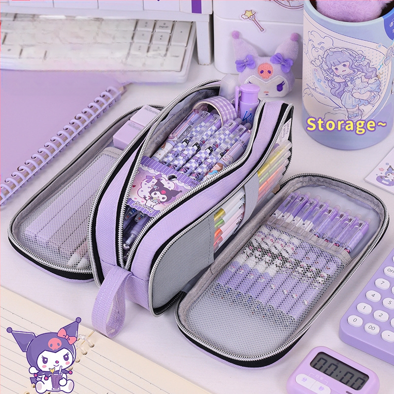 Uus mitmekihiline suure mahutavusega ja uhke pinal koolihooaja alguseks, põhikooli ja algkooli tüdrukute kirjatarvete karp, plekikindel pinal