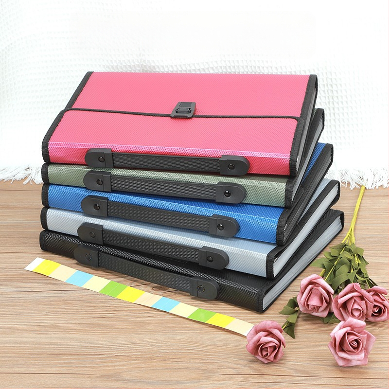 Чанта с акордеон A4 с диамантена шарка и катарама, 13 решетки, голям капацитет, информационна чанта за файлове, чанта за съхранение на студентски тестове на едро