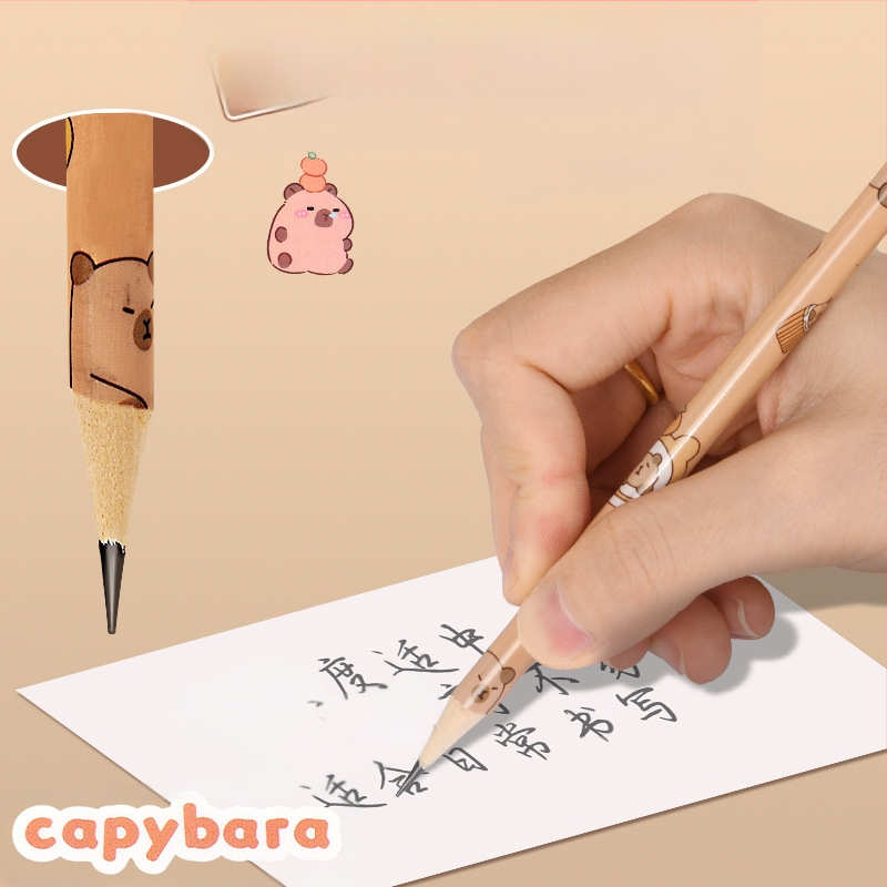 Pieštukas „Kapibala“ pradinės mokyklos mokiniams, rašantiems HB, mielas animacinis filmas su trintuku